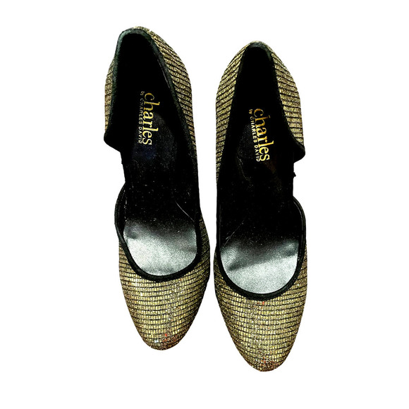 Charles by Charles and David Womens Leather Sequined Platform Pump Size 6.5 Gold - Picture 3 of 6